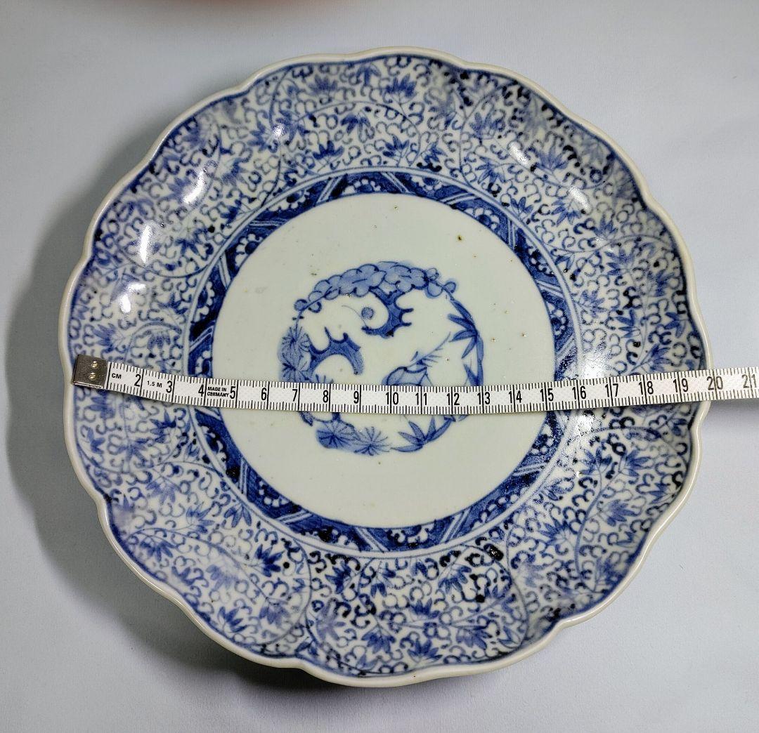 萩唐草七寸皿　二枚　古伊万里