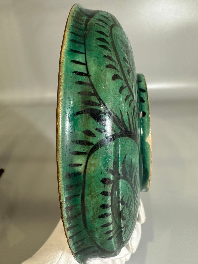 古九谷 花紋 皿 幅19cm 時代