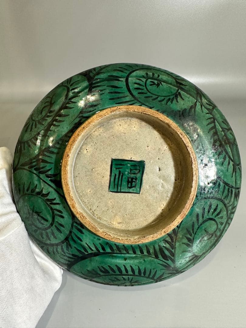 古九谷 花紋 皿 幅19cm 時代