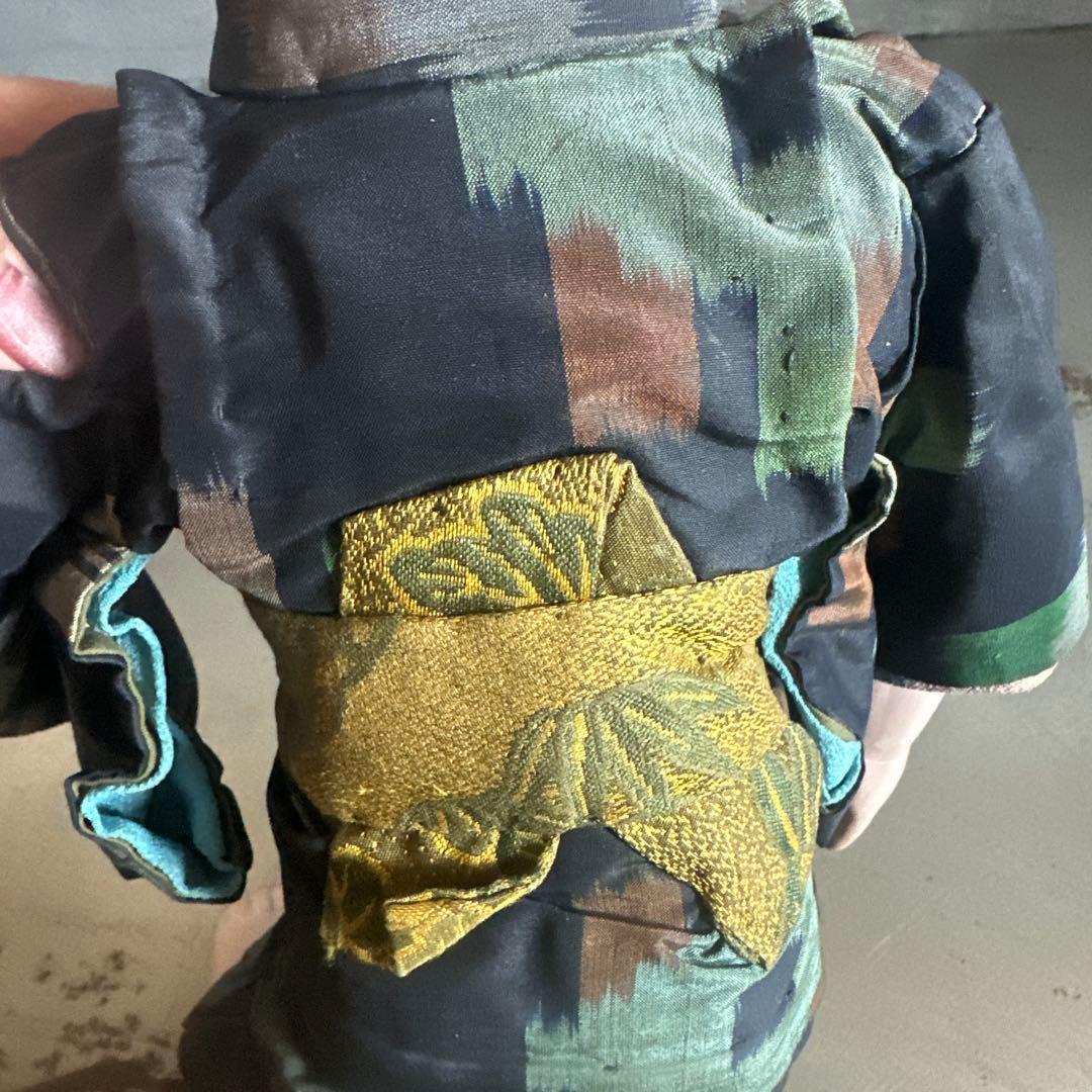 瞬間的お値下げ❣️ヴィンテージ　市松人形 男の子　黒と緑の模様