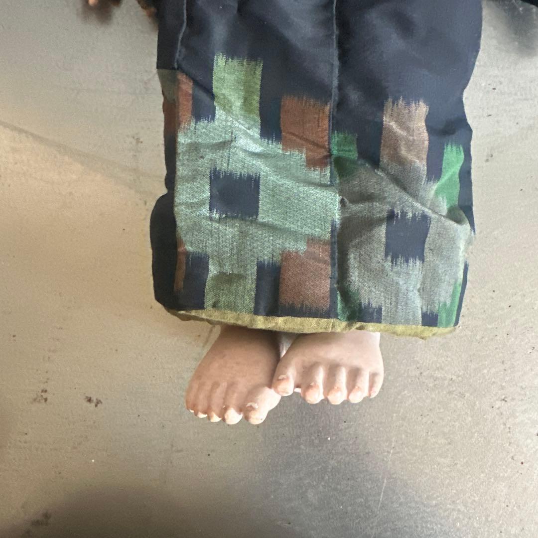 瞬間的お値下げ❣️ヴィンテージ　市松人形 男の子　黒と緑の模様