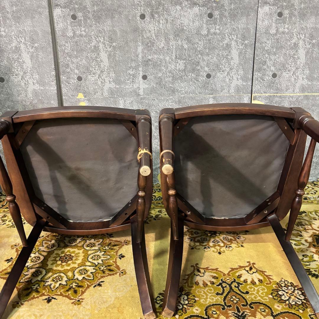 ꧁カリモク家具 karimoku꧂花柄ダイニングチェア2脚 食卓椅子 いす イス