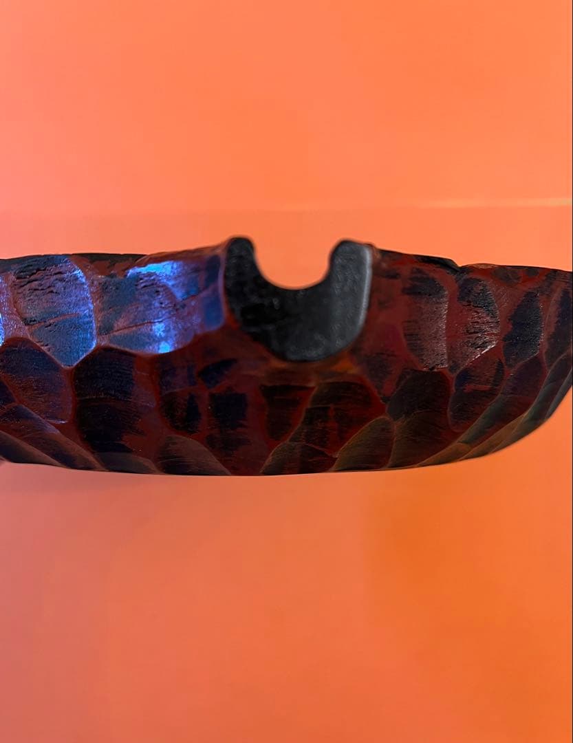 川添日記　片口小皿　草木彫漆器