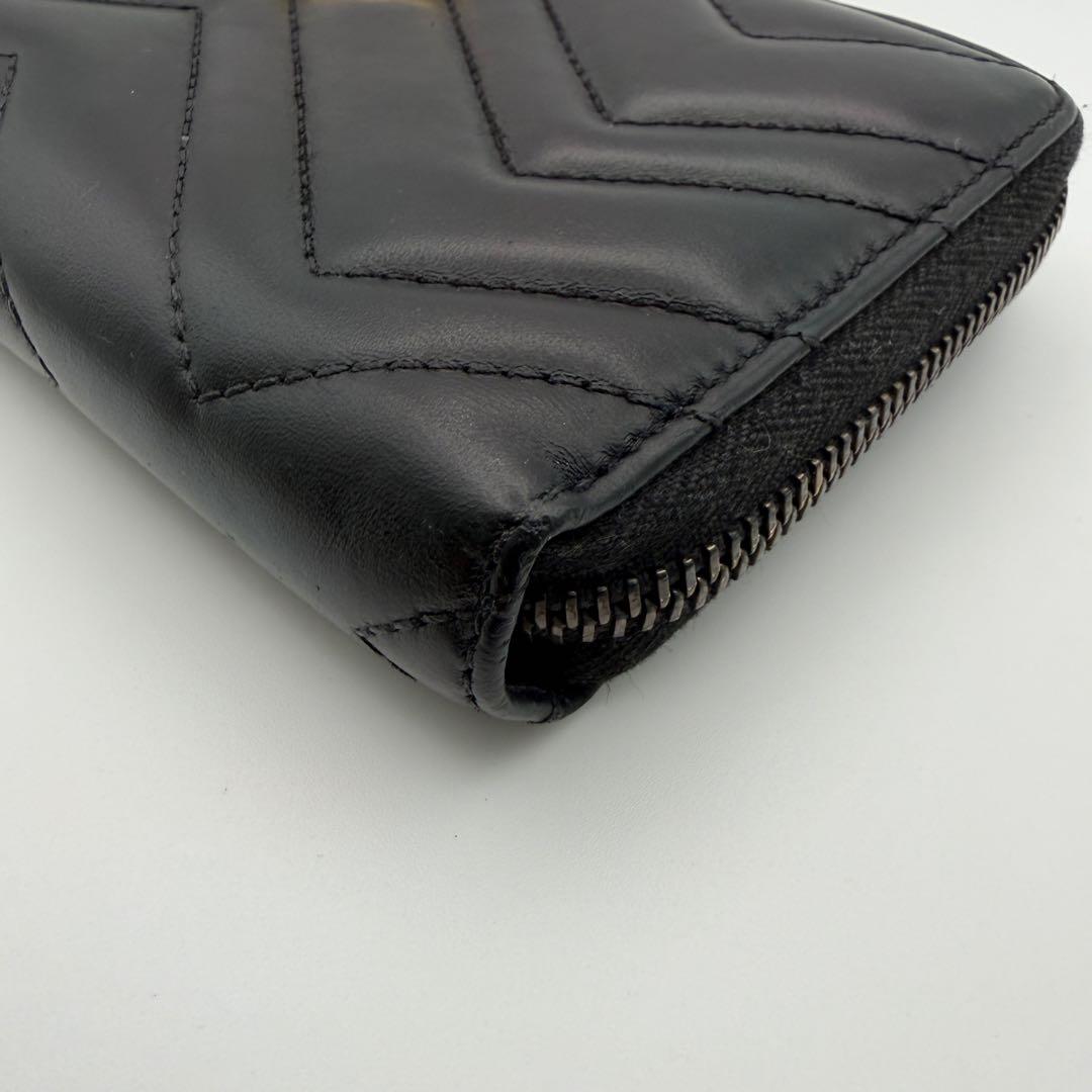 GUCCI グッチ GGマーモント 長財布 ブラック ラウンドファスナー 美品