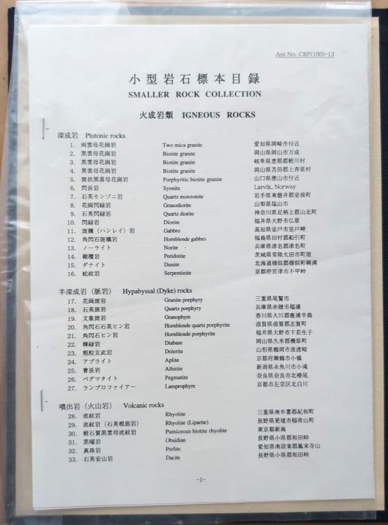 岩石標本　‐ ROCK COLLECTION ‐