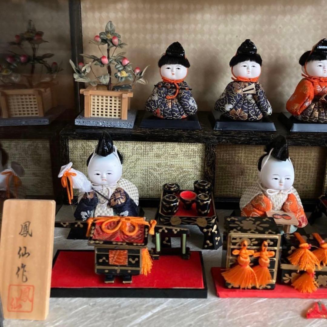 昭和レトロ 木目込雛人形 オルゴール・ガラスケース付 1950年代 保管用箱あり