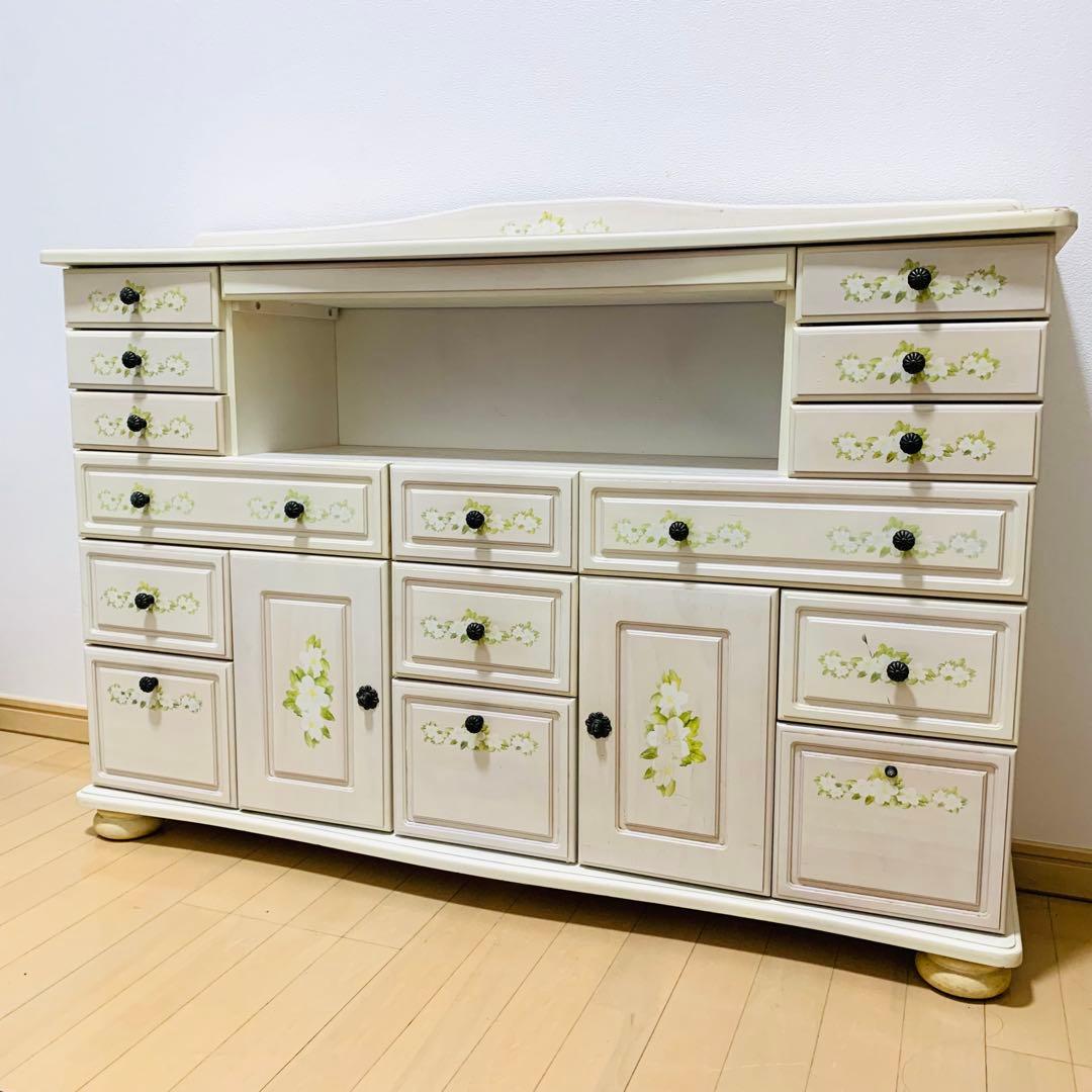 ロココ調 6段 チェスト ジャスミン　アンティーク 姫系　　キャビネット 白家具