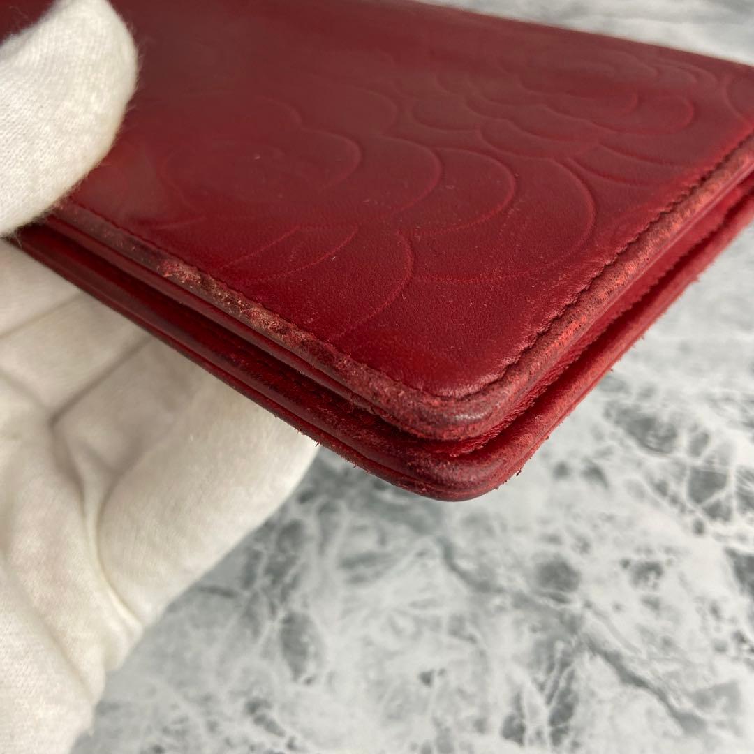 ✨CHANEL✨　シャネル　長財布　カメリア　赤　レッド