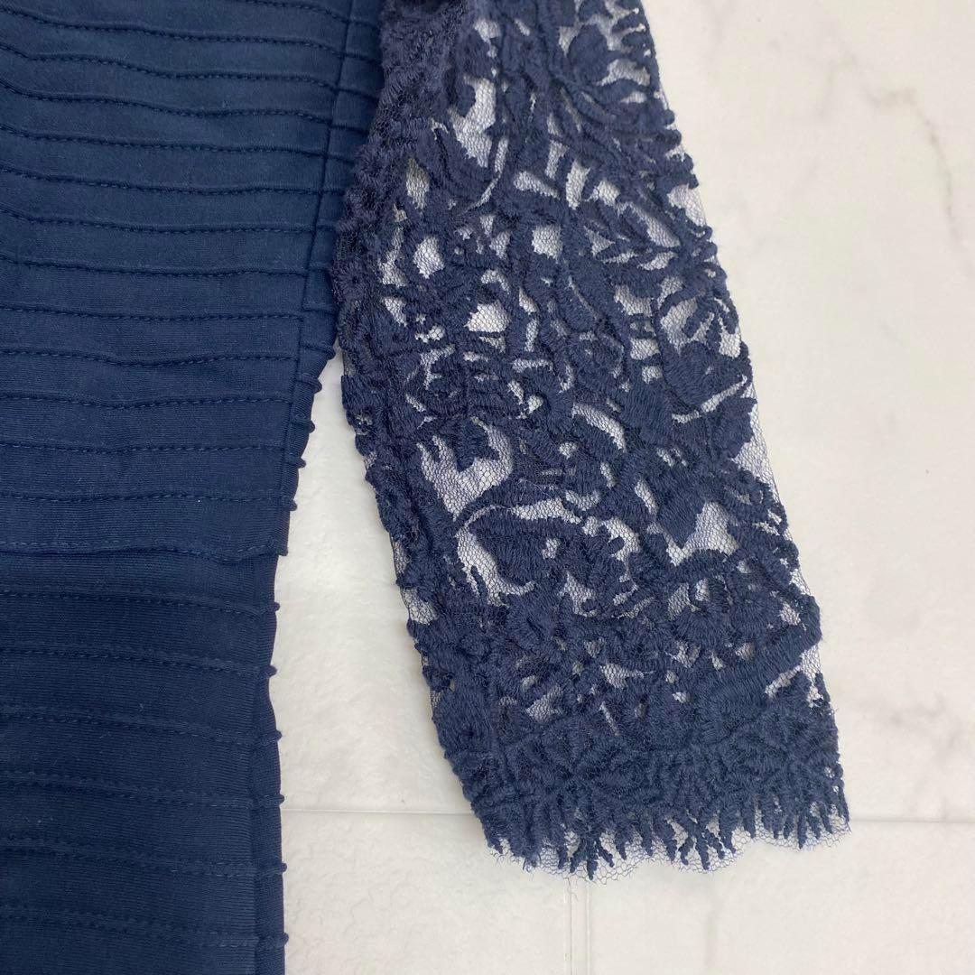 極美品✨タダシショージ ロングワンピース ドレス レース 刺繍 マーメイド 紺