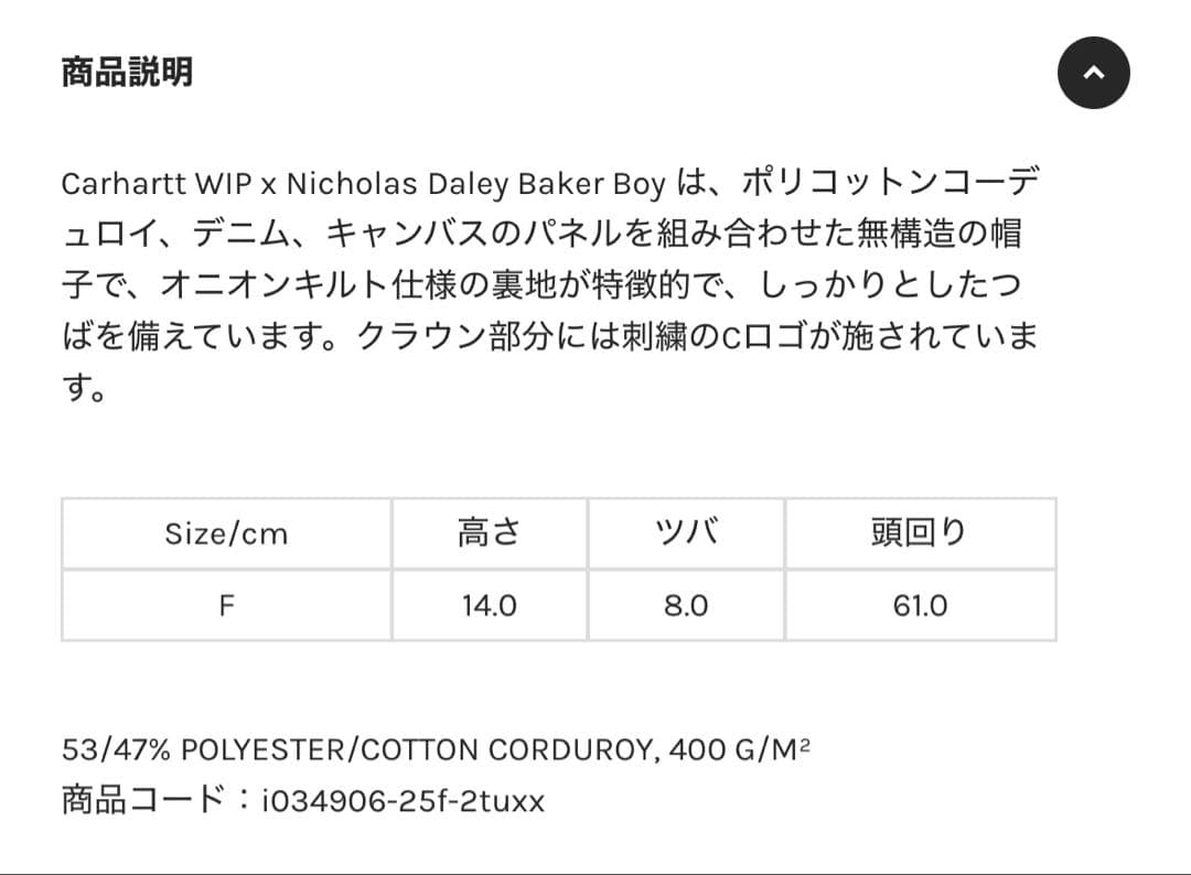 帽子 Carhartt WIP x Nicholas Daley Baker Boy