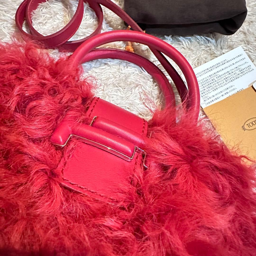 ココ⭐︎TOD'sダブルTラムファー2way赤ショルダーバッグ