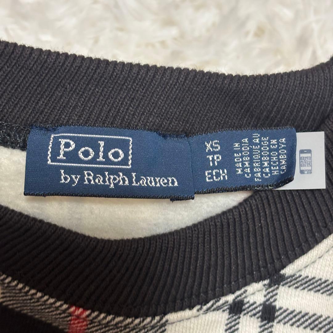 ポロ バイ ラルフローレン スウェット チェック ベロア ステッチ 刺繍 ビーズ