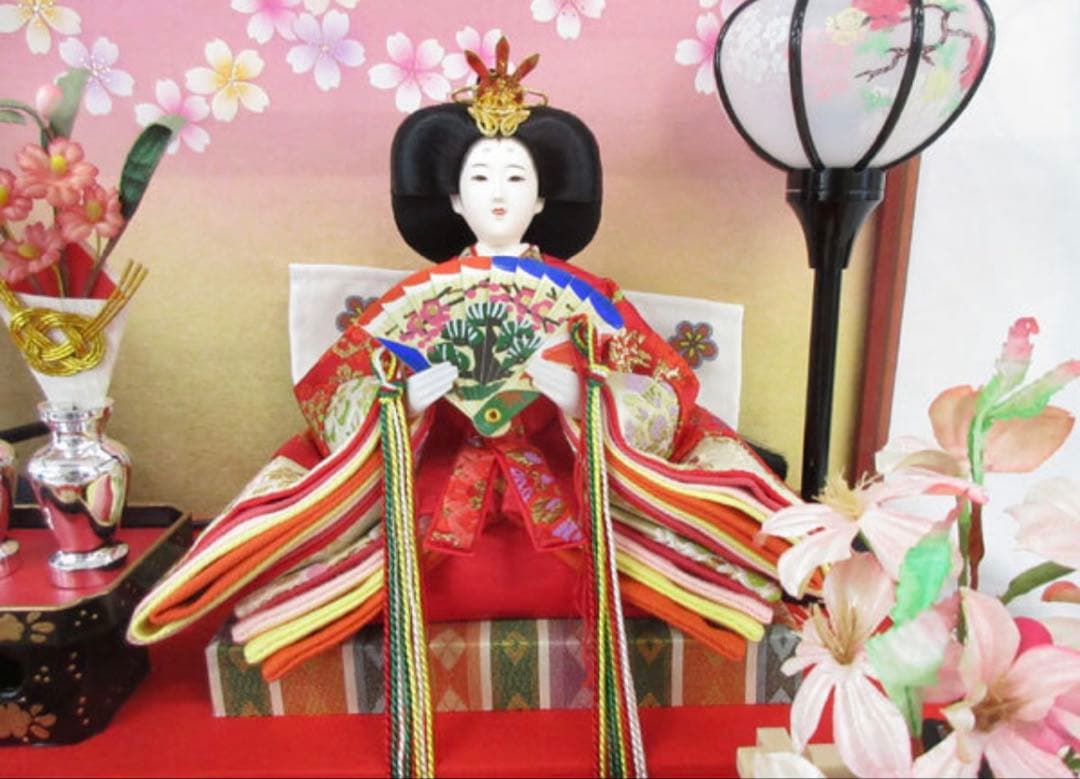新品・雛人形 親王飾り 芥子二人 ライト付き ガラスケース入り 55800円相当