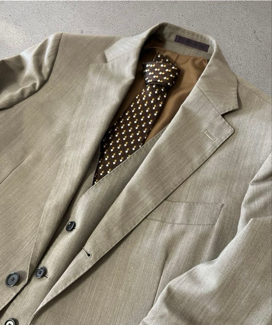 【美品】パーソンズ　フォーメン　スリーピース　スーツ　ブラウン　無地　背抜き