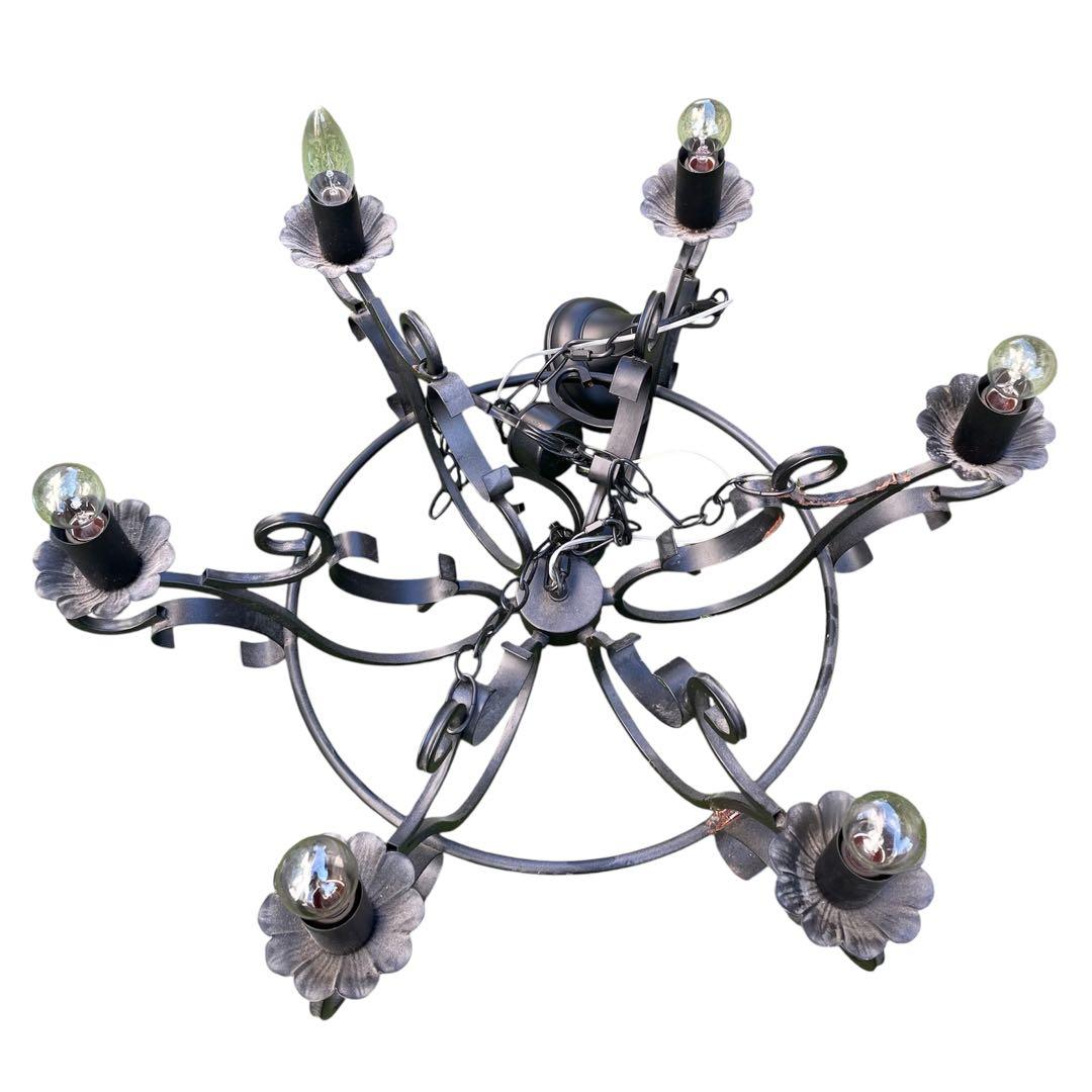 ブラック　アイアン　シャンデリア　 6灯式　レトロ　アンティーク