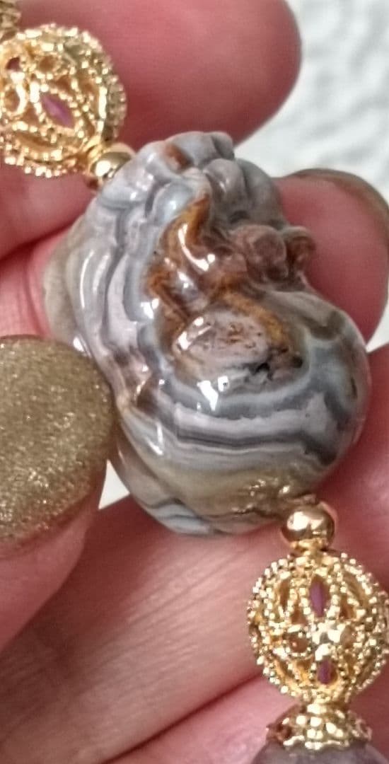 専用ページ2点❤超個性的なシマシマ柄のレースアゲート貔貅、ガーデンアメジスト