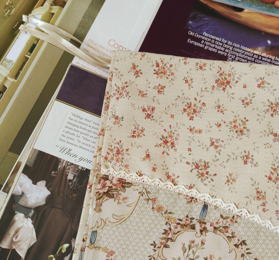 マニー ファブリック　ローズ　リボン テーブルクロス 新品