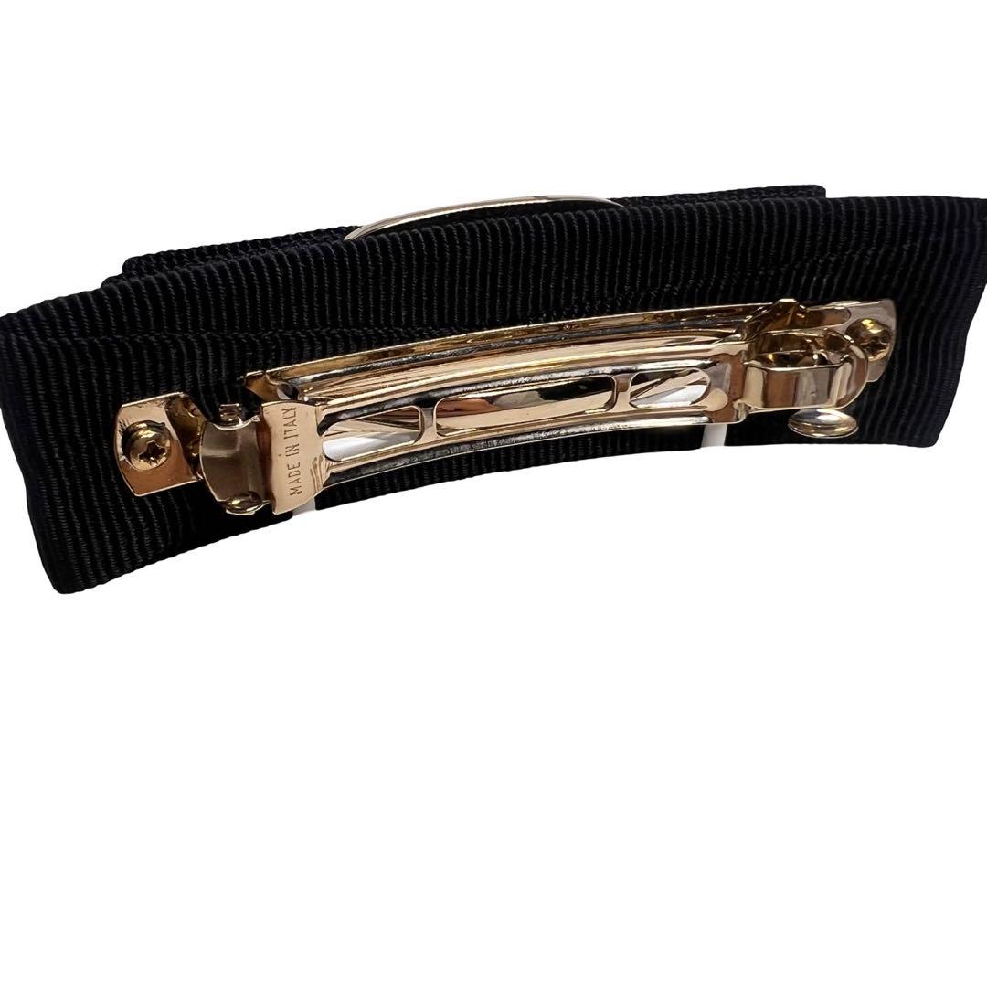 【美品】Salvatore Ferragamo 黒リボンバレッタヘアアクセサリー