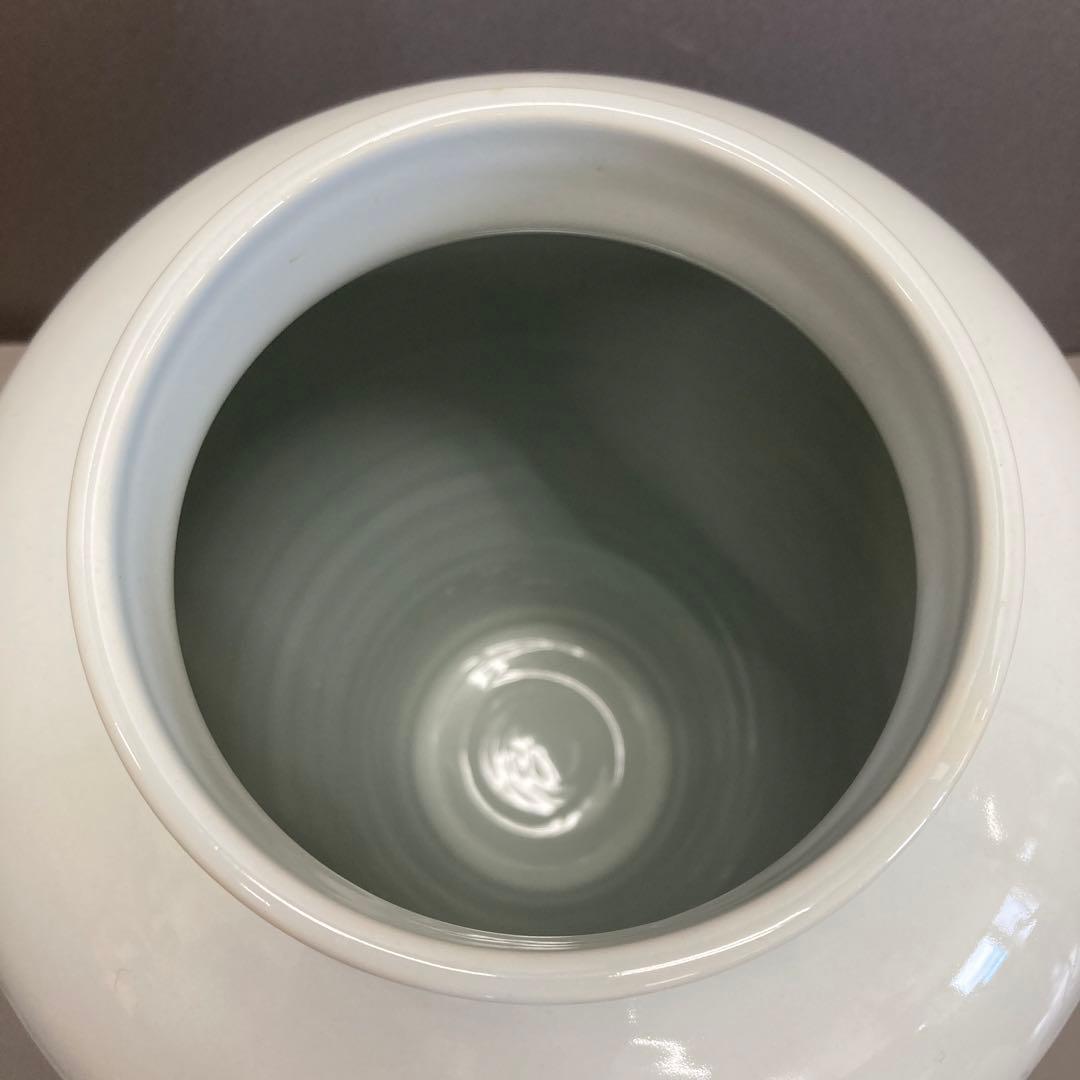 華道道具　花入　白磁長壺　共箱　S319SNT
