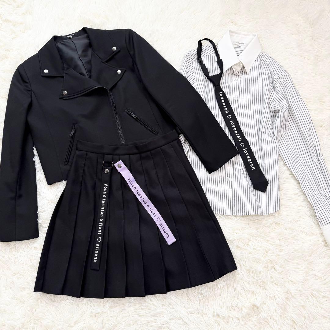 【美品】アリサナ　卒業式スーツ6点セット　ライダース　160