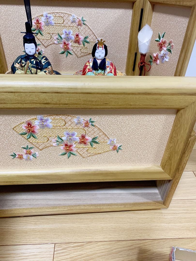 雛人形セット 東京久月 桜香雛 一秀作 さくら刺繍 収納飾り コンパクト 木製