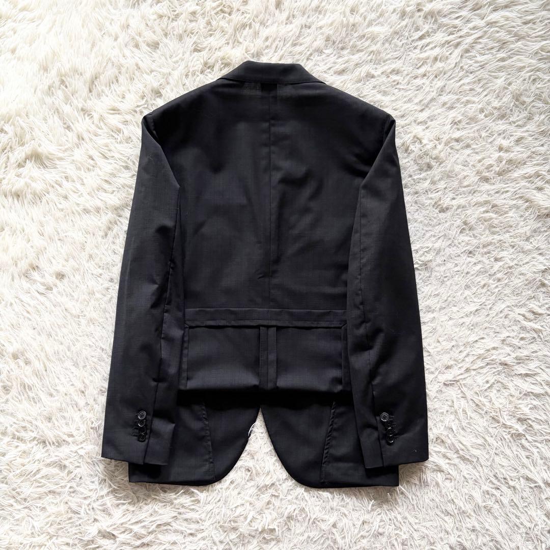 <極美品>LARDINI 新ロゴ ブラック ウール スーツ ブートニエール 46