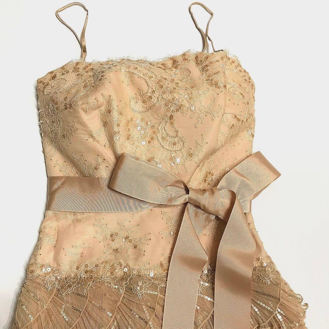 レア【極美品】サイズ0 タダシショージ ベアトップドレス ビーズ レース xs