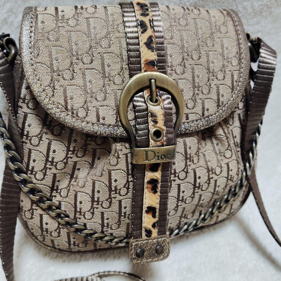 ディオール　ショルダーバッグ　3way　トロッター　レオパード　チェーン　Y2K