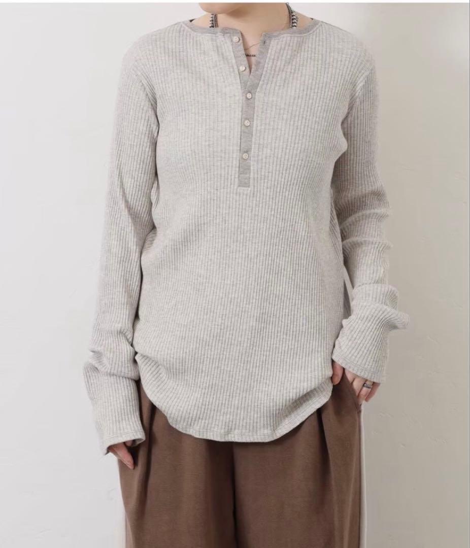 テレコヘンリーネックプルオーバー　ベージュ