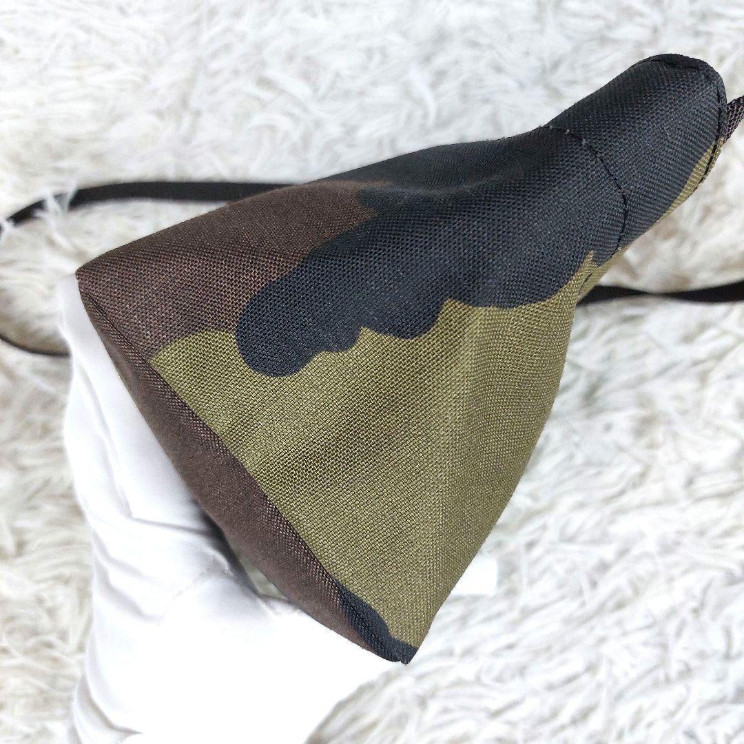 エルベシャプリエ ナイロン 舟型 XS 迷彩柄カモフラ ミニショルダーバッグ 緑