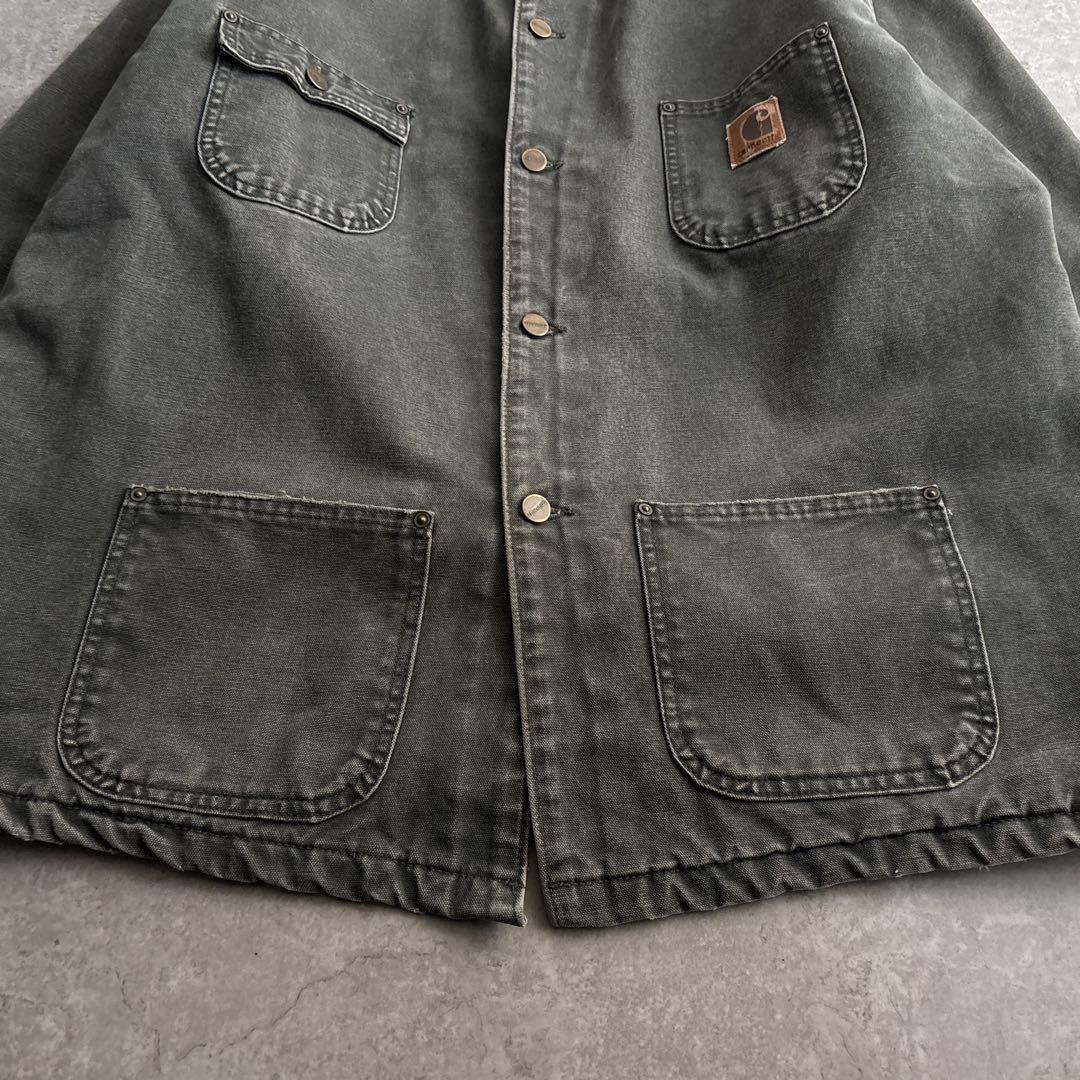 USA製■00's■carhartt【XL】モスグリーン チョアコート フェード