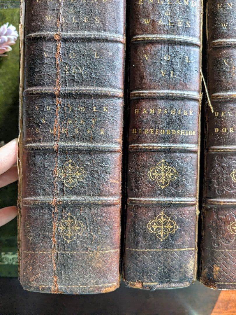 まるで貴族の書斎に飾られていたような、重厚なアンティーク本セット♪古書洋書