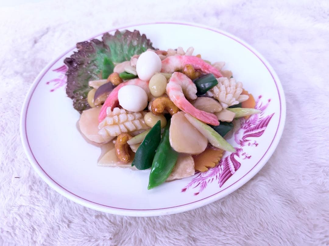 昭和レトロ イカとカシューナッツ炒め 食品サンプル 直径約26cm 町中華