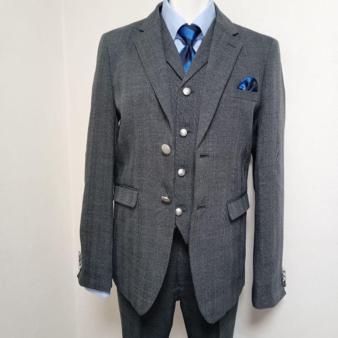 170 ワンダーファクトリー ベスト付 卒業式フォーマルスーツ グレー　卒服