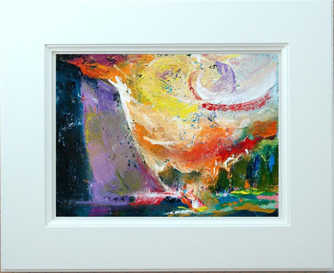油絵 菅家令子 絵 絵画インテリア 額付(黒) uF6-111309 風景朝夕陽