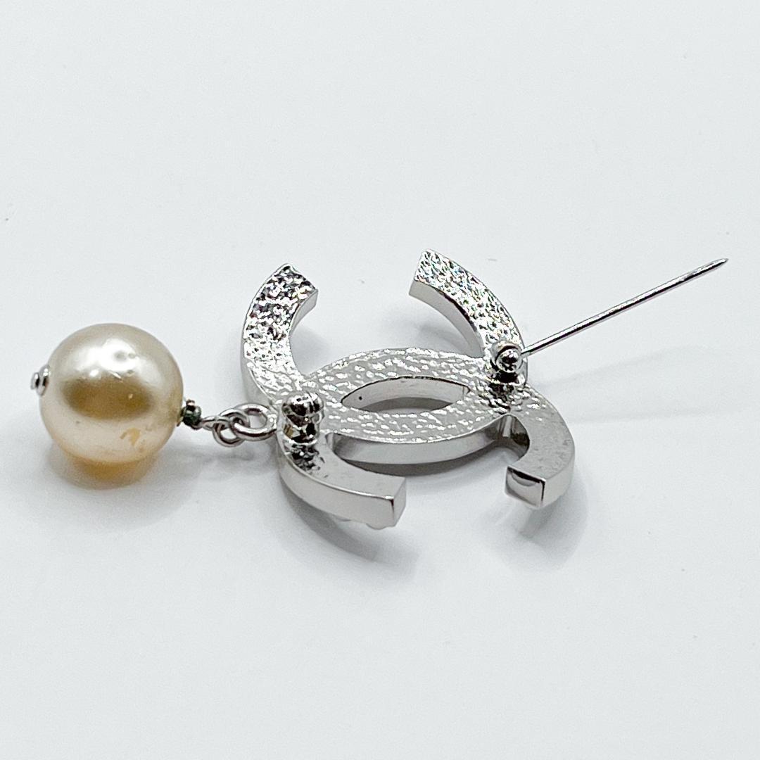 美品★シャネル ブローチ パール シルバー ヴィンテージ ココマーク 06 V