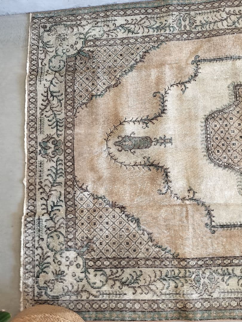 【konoha】大判/くすみベージュとクリームのトルコラグ No.715