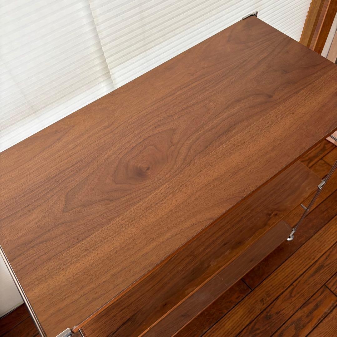 お値下げ中☆ 無印 ステンレスユニットシェルフ ウォールナット 小 ワイド