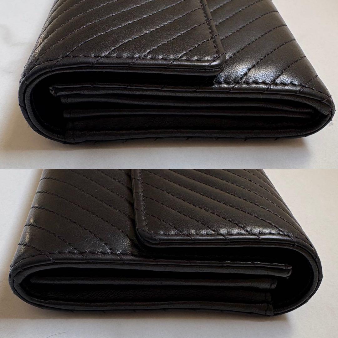 CHANEL シャネル レザー Ｖステッチ ⻑財布 ブラック ソーブラック