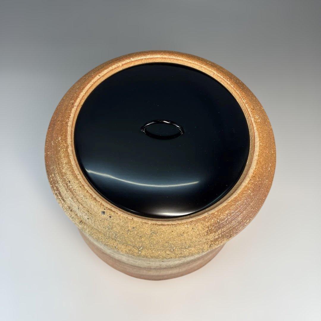 【茶道具】加藤孝三造　利休信楽写水指（共箱）塗蓋付★送料込★