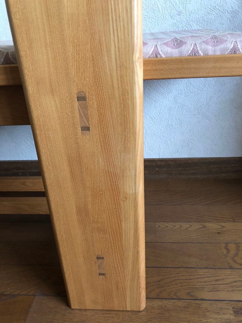 天然木　布貼り　ソファベンチ　3人掛け　組み木　家具　ブランド家具　送料込み