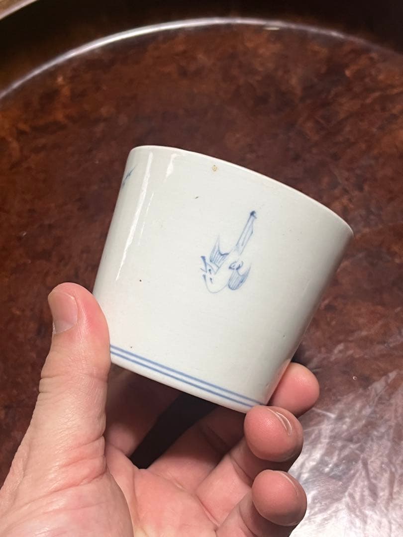 古伊万里　蕎麦猪口　あじさい　鶯　ウグイス　梅　雲雀　紫陽花　民芸　民藝