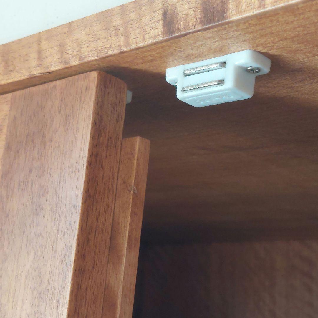 美品 幅115 高級 天然木 食器棚 トレー付き