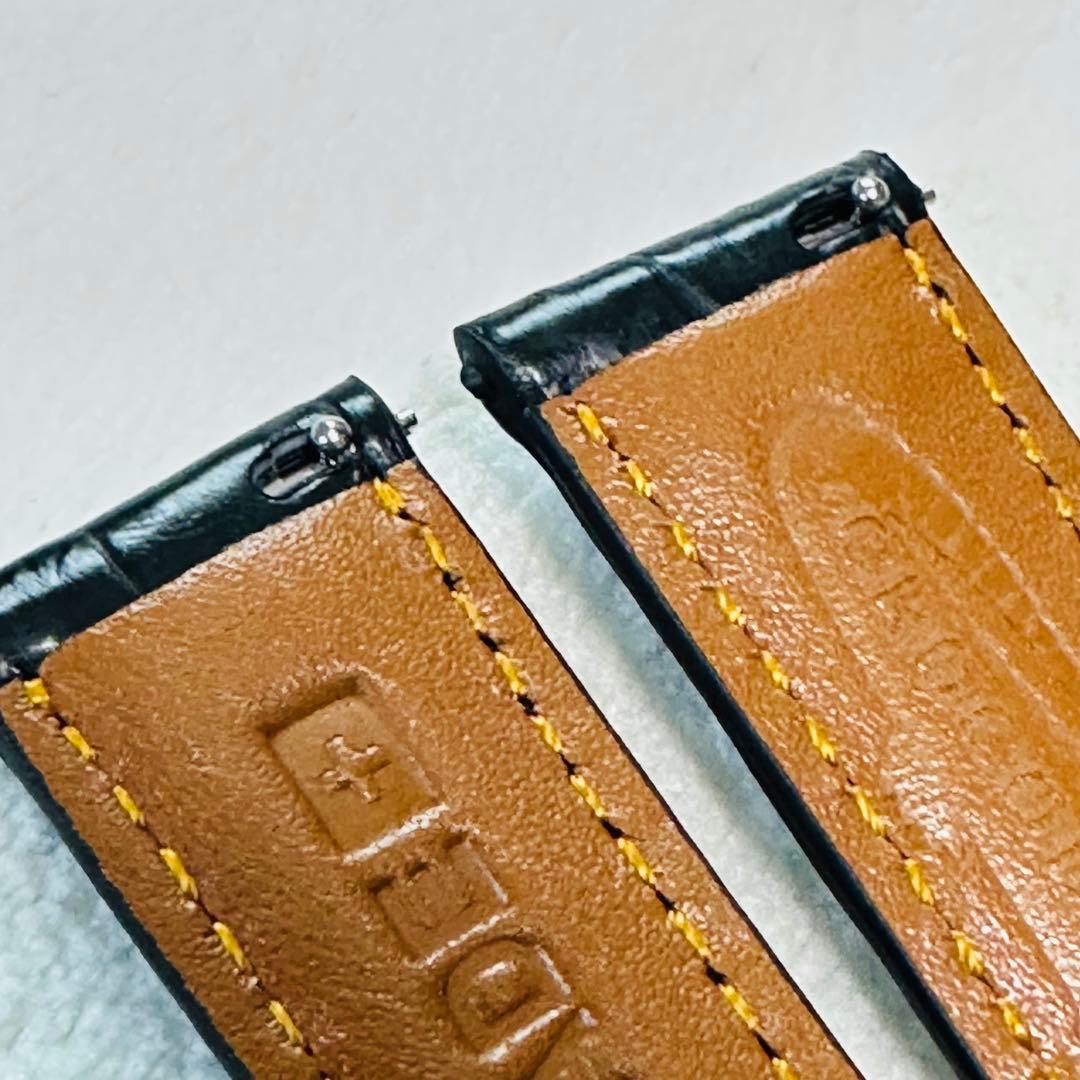 2006#19mm-16mmブラック★本物クロコダイル腕時計用ベルト★スイス製