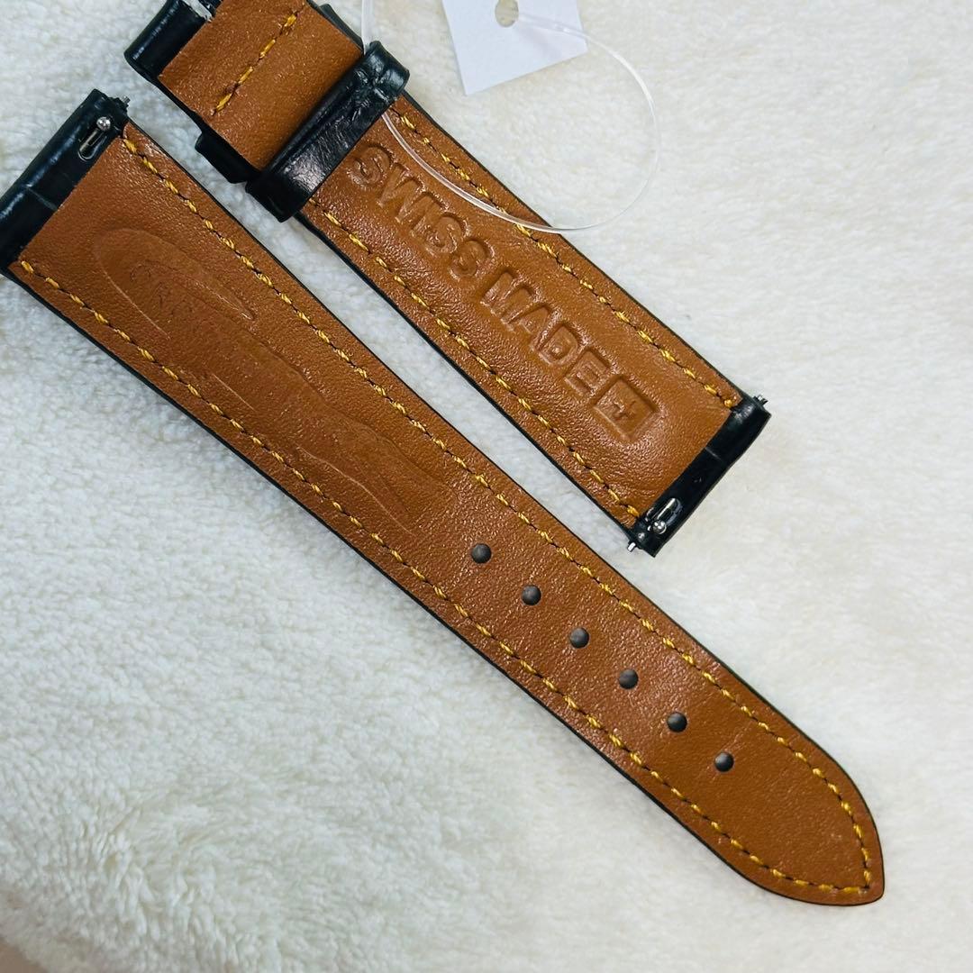 2006#19mm-16mmブラック★本物クロコダイル腕時計用ベルト★スイス製