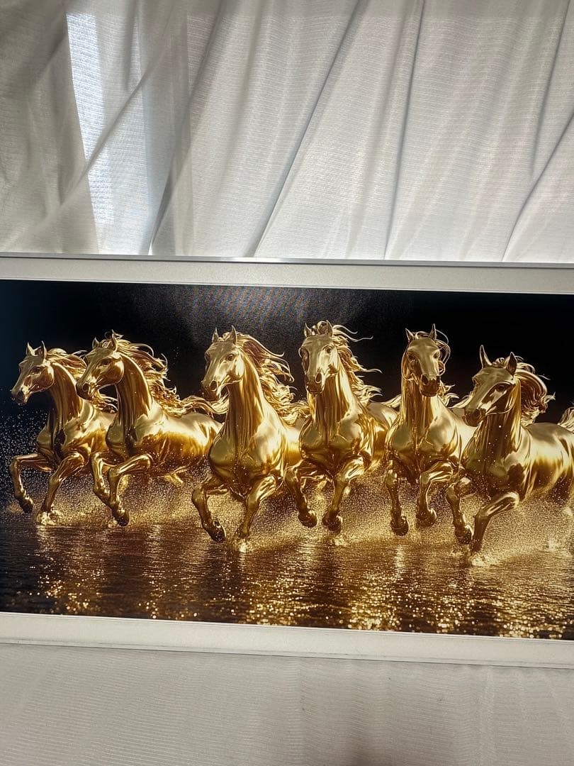 初売り　祝賀金色の馬　絵画　美術品　ア-ト 成功と富　インテリア　干支　金　飛躍