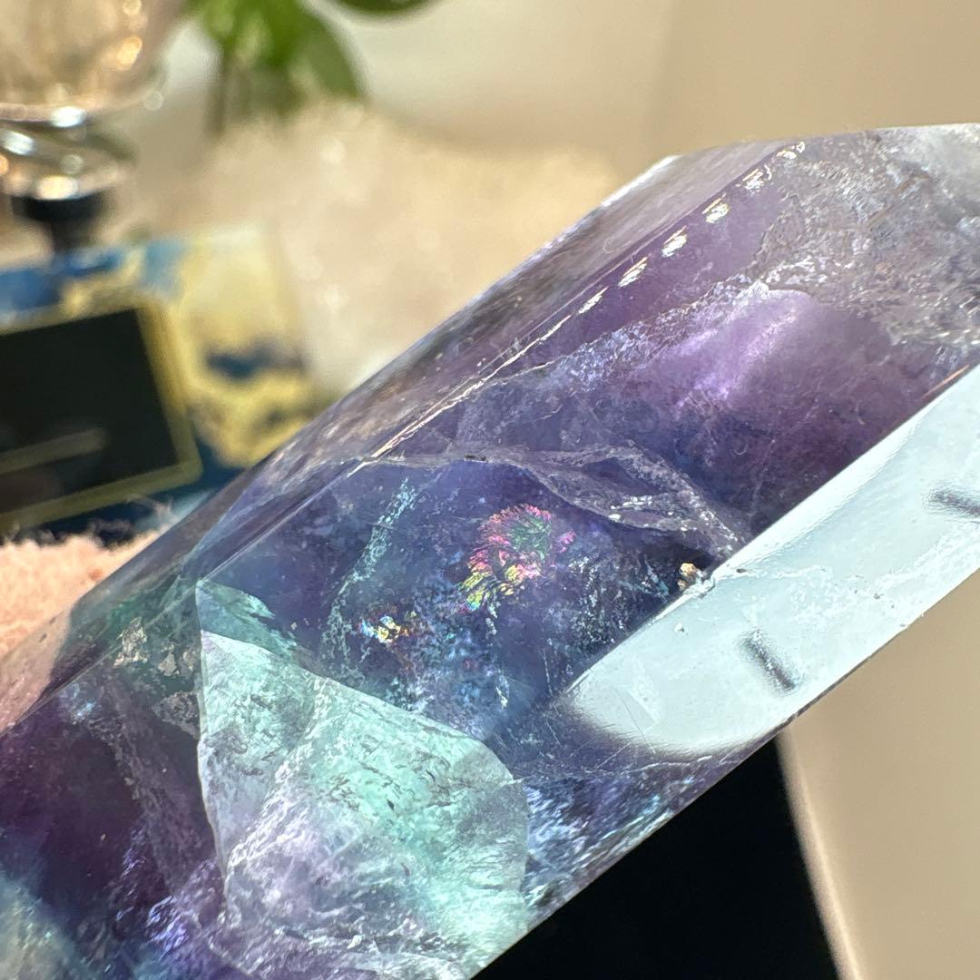 高品質トリプルカラーフローライトポイント♡六角柱♡タワーNo.1667