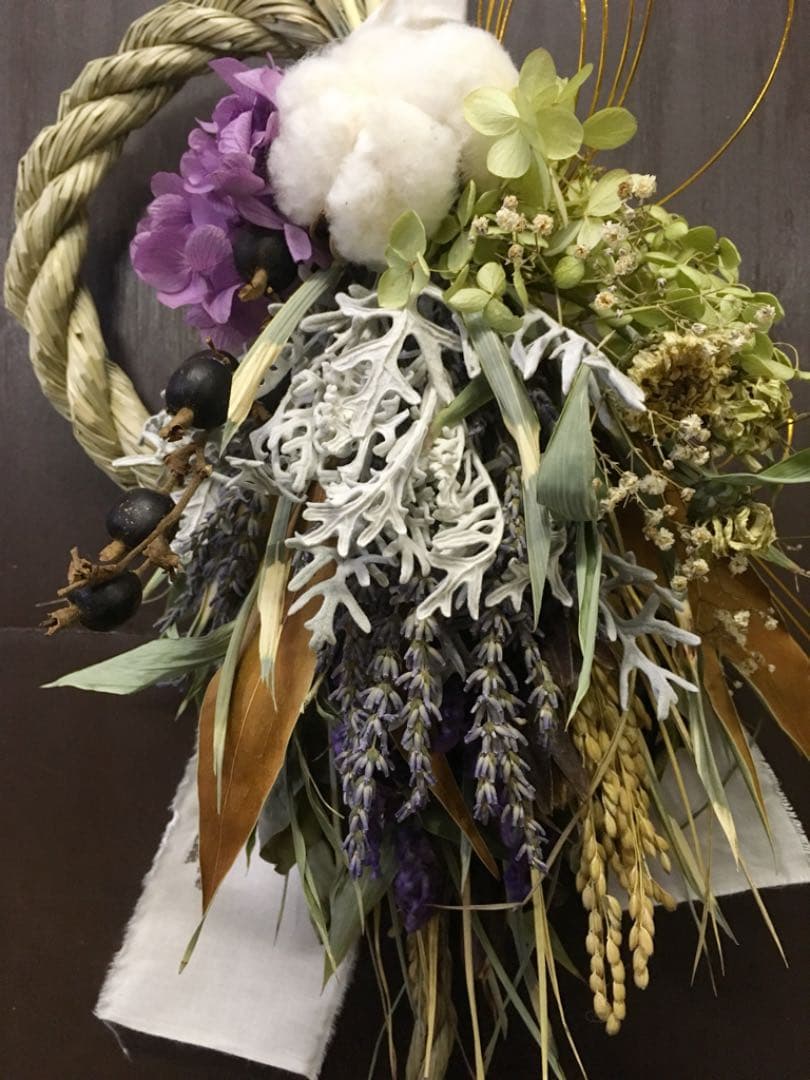 63.ドライフラワースワッグ しめ縄 松飾り 正月飾り リース