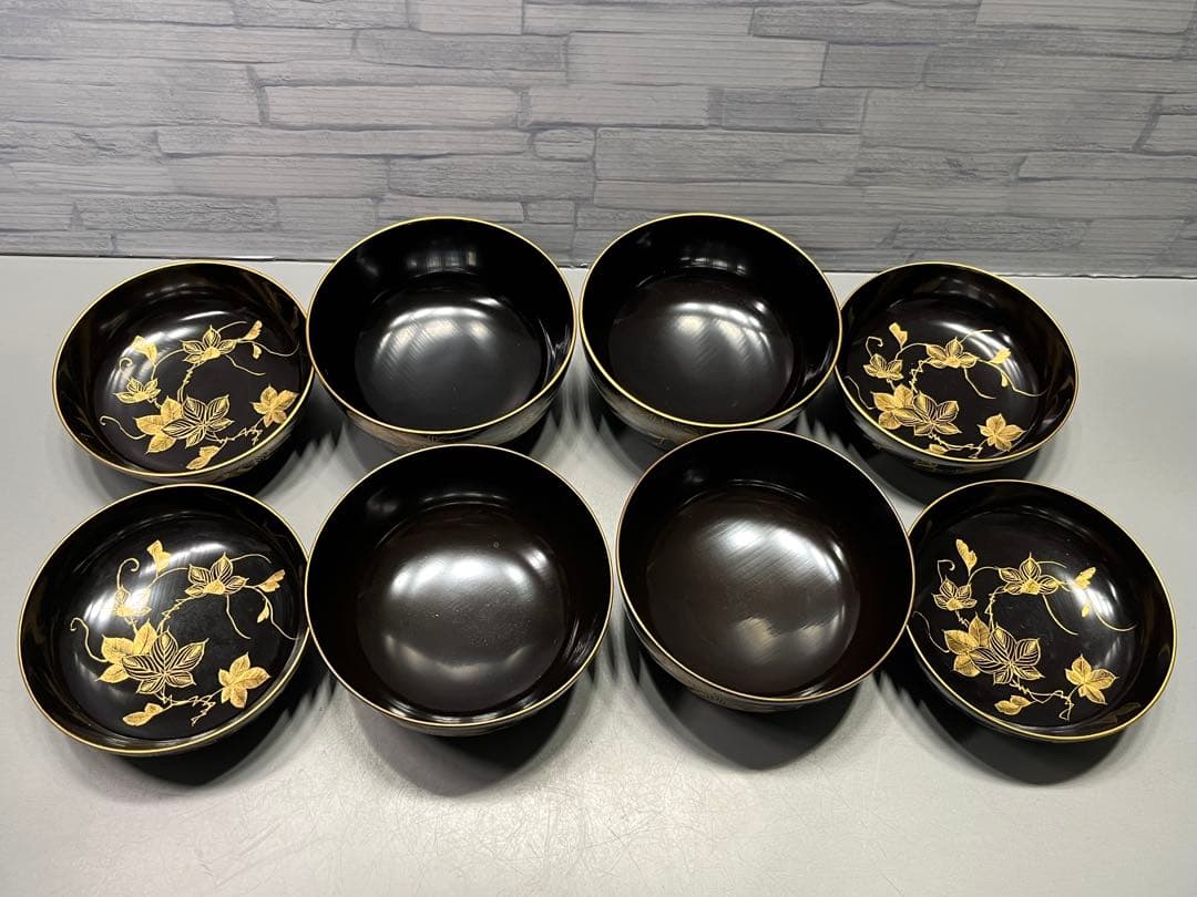 極上　輪島塗　沈金蒔絵　煮椀　吸物椀　四客　木製