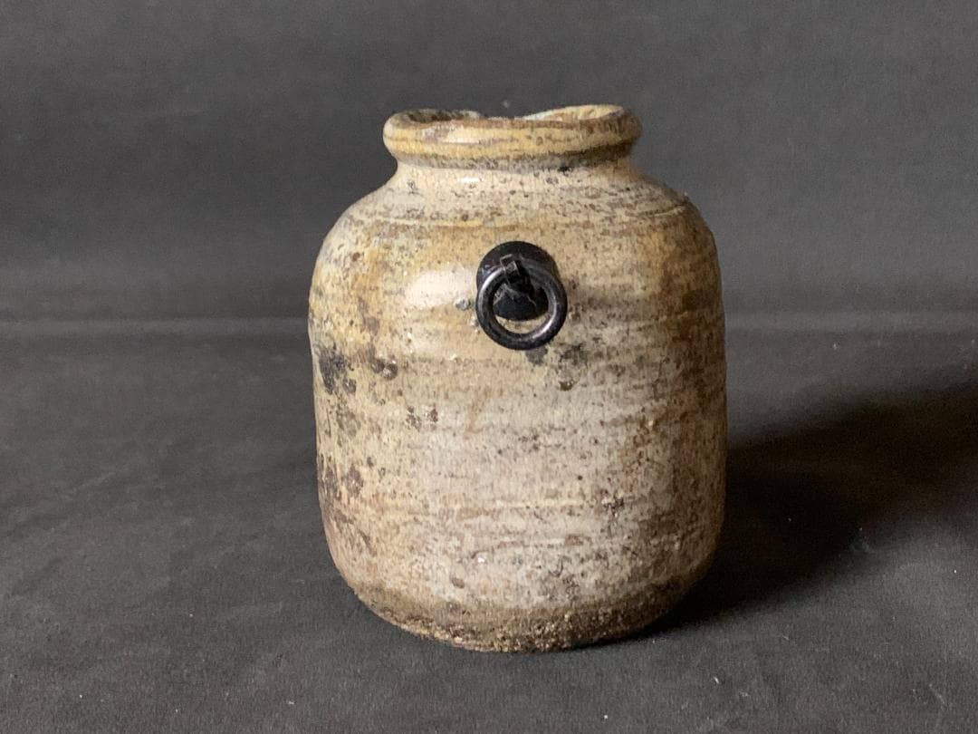 唐津焼 三里窯 浜本洋好造 掛花入 旅枕 共箱 茶道具 896